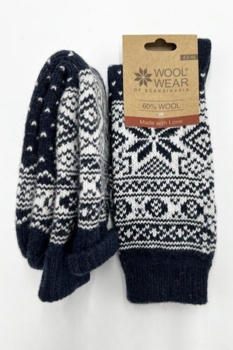 CHARM 50 - NAVY snefnugmønster af 60% lammeuld