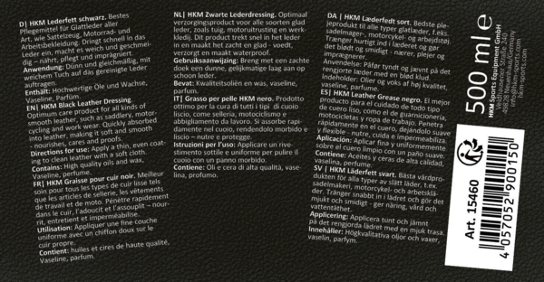 HKM LÆDERFEDT - 500ML - SORT