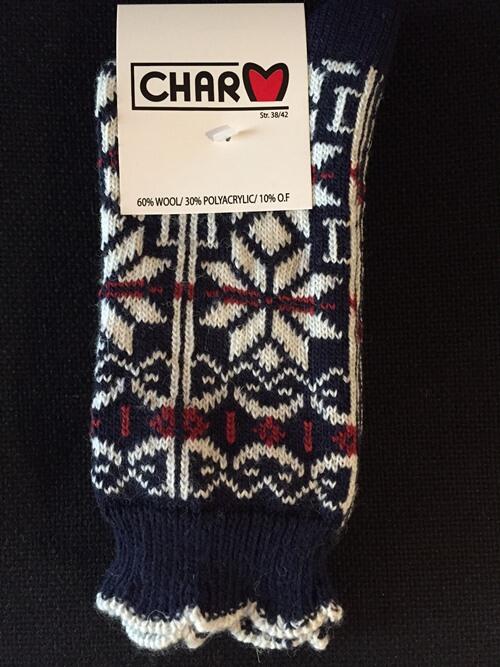 CHARM 17 Uldsokker med snefnug mønster af 60% uld