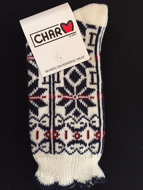 CHARM 18 Uldsokker med snefnug mønster af 60% uld