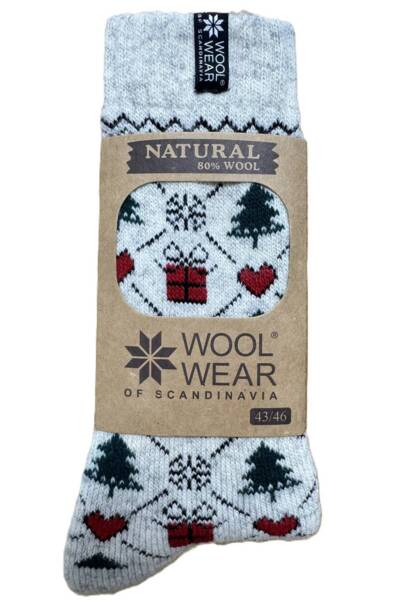 CHARM 132 Julesokker m/gave & Juletræ motiv 80% uld